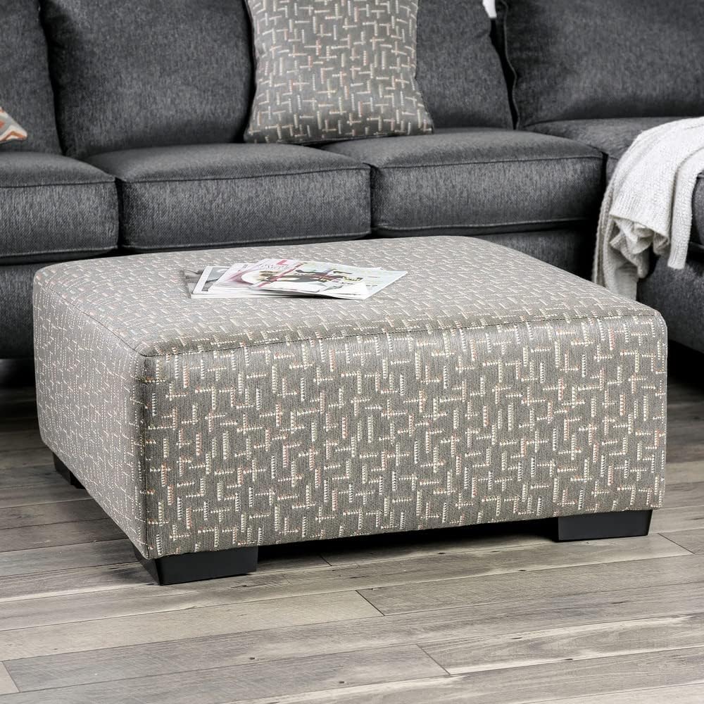 Grey Patterned Cocktail Ottoman